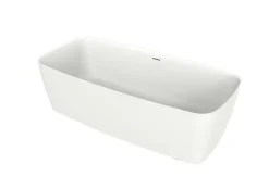 Baignoire îlot blanche Poalgi Solid Surface 170x80x50 cm inclus tablette - modèle KABU