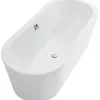 Baignoire îlot blanche 180x80 ovale à poser au sol acrylique très haute densité SANINDUSA Freestanding UrbY Plus (avec vidage)