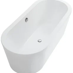 Baignoire îlot blanche 180x80 ovale à poser au sol acrylique très haute densité SANINDUSA Freestanding UrbY Plus (avec vidage)