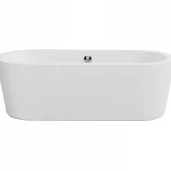 Baignoire îlot blanche 180x80 ovale à poser au sol acrylique très haute densité SANINDUSA Freestanding UrbY Plus (avec vidage)