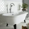 Baignoire îlot Charly blanche rétro + pieds conique noir