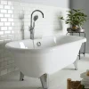 Baignoire îlot Charly blanche rétro + pieds conique chrome
