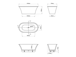 Baignoire îlot design - 193 L - 150 x 75 x 58 cm - Blanche - NOEMIE II