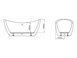 Baignoire îlot design blanche - 225L - 170 x 83 x 77cm - ALDA