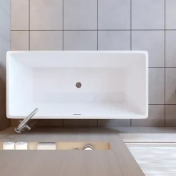 Baignoire îlot design en acrylique - 250L - 150 x 72 x 56cm - Confort ergonomique et élégance moderne - avec Bonde et trop plein
