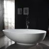 Baignoire îlot Design en fonte minérale VIGO - blanc mat - Sans robinet, Avec siphon, 150x75cm