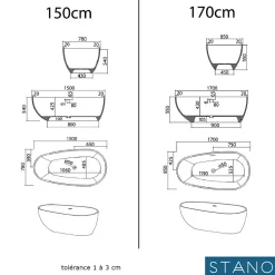 Baignoire îlot design en solid surface ovale HELSINKI 150 cm