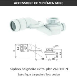 Baignoire îlot design ovale BOSTON blanche 180 cm