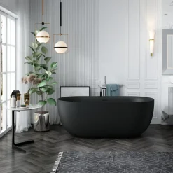 Baignoire îlot design ovale LISBON noir mat 160 cm
