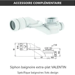 Baignoire îlot design ovale LISBON noir mat 160 cm