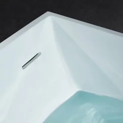 Baignoire îlot en fonte minérale 170x72x55cm Blanc mat - LUNA STONE - Sans robinet sur pied + siphon