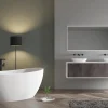Baignoire îlot en fonte minérale HAWAII STONE - 180x85cm - Sans siphon, Avec robinet mitigeur 1523C, Blanc brillant