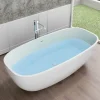 Baignoire îlot en fonte minérale, OCEAN STONE - 180x87cm - Avec robinet mitigeur 8028, Avec siphon, Blanc mat