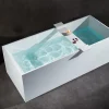 Baignoire îlot en fonte minérale 170x72x55cm Blanc mat - LUNA STONE + siphon + robinet sur pied 1523C