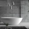 Baignoire îlot en fonte minérale (fonte minérale) RIO STONE - 180x85cm - Avec siphon, Blanc mat, Avec robinet mitigeur 8028B
