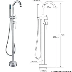 Baignoire îlot en fonte minérale VELA STONE - blanc mat, 180x90cm - Avec robinet mitigeur 8028, Avec siphon
