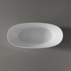 Baignoire îlot Fonte minérale ovale 180x85x64cm + bonde et trop plein - Blanc brillant - HAWAII STONE