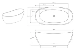 Baignoire îlot Fonte minérale ovale 180x85x64cm + bonde et trop plein - Blanc brillant - HAWAII STONE
