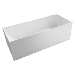 Baignoire îlot Fonte minérale rectangulaire 170x72x55cm + bonde pop-up et trop plein - Blanc mat - LUNA