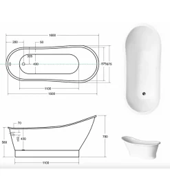 Baignoire îlot GLORIA - 160 x 68 cm