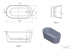 Baignoire îlot Huron L. 150 cm x l. 75 cm gris