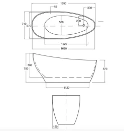 Baignoire îlot KEYA GLAM SILVER 165 x 70 cm