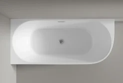 Baignoire îlot LENA CORNER acrylique blanc brillant - montage gauche -170x75cm - Garantie 5 ans - Avec mitigeur 8028, Sans siphon
