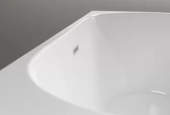 Baignoire îlot LENA CORNER acrylique blanc brillant - montage gauche -170x75cm - Garantie 5 ans - Avec mitigeur 1521, Avec siphon