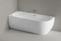 Baignoire îlot LENA CORNER acrylique blanc brillant - montage gauche -170x75cm - Garantie 5 ans - Avec mitigeur 1521, Sans siphon