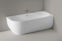 Baignoire îlot LENA CORNER acrylique blanc brillant - montage droite -170x75cm - Garantie 5 ans - Avec siphon et mitigeur 8028B