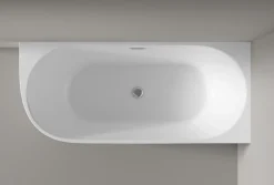 Baignoire îlot LENA CORNER acrylique blanc brillant - montage droite -170x75cm - Garantie 5 ans - Avec siphon et mitigeur 8028B