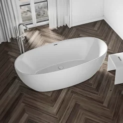 Baignoire îlot moderne acrylique pour salle de bain, isolation thermique, Blanc brillant, 170x80x58cm, Garantie 5 ans, BELAQUA