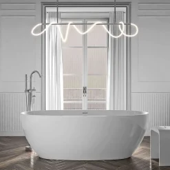Baignoire îlot moderne acrylique pour salle de bain, isolation thermique, Blanc brillant, 170x80x58cm, Garantie 5 ans, BELAQUA
