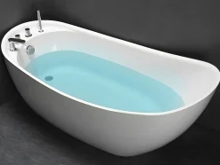 Baignoire îlot NATALIA avec robinetterie - 220L - L150 x P75 x H70cm - Blanche