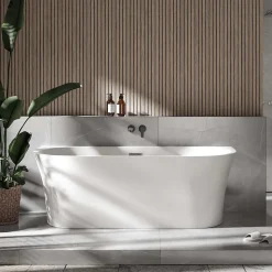 Baignoire îlot NOVA acrylique - 170x80cm - Garantie 5 ans - Sans siphon, Blanc mat, Avec robinet mitigeur 8028B