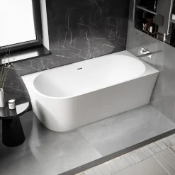 Baignoire îlot NOVA CORNER acrylique blanc - montage droite -170x78cm - Garantie 5 ans - Avec robinet mitigeur 1521, Avec siphon