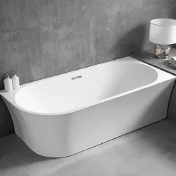 Baignoire îlot NOVA CORNER acrylique - 170x78x60cm -Garantie 5 ans- montage droite - Sans siphon, Blanc mat, Avec mitigeur 8028B