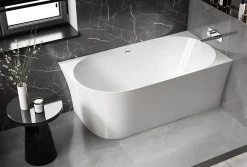 Baignoire îlot NOVA SLIM LINE acrylique - montage droite - Garantie 5 ans - Avec siphon et robinet mitigeur 1523C, 150x78cm