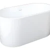 Baignoire îlot ovale - 180 L - L130 x H58 x P71 cm - Blanche - Acrylique - APOGON