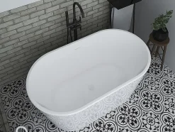 Baignoire îlot ovale - 180 L - L130 x H58 x P71 cm - Blanche - Acrylique - APOGON