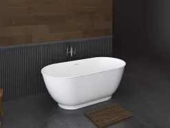 Baignoire îlot ovale - 210L - 150 x 74 x 57 cm - Blanc brillant - Acrylique - MOBULA