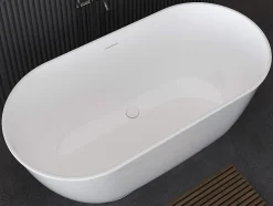 Baignoire îlot ovale - 210L - 150 x 74 x 57 cm - Blanc brillant - Acrylique - MOBULA