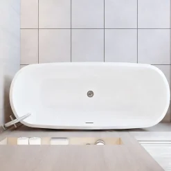 Baignoire îlot ovale bicolore - 280L - 170x78x60 cm - intérieur blanc + extérieur noir mat - Design moderne en acrylique