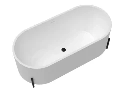 Baignoire îlot ovale blanche avec pieds noirs - 160 x 73,5 x 59 cm - ALONSA