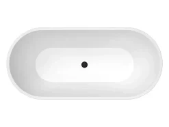 Baignoire îlot ovale blanche avec pieds noirs - 160 x 73,5 x 59 cm - ALONSA