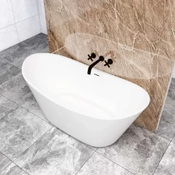 Baignoire îlot ovale L.150 x l.72 x H.65cm blanc en Acrylique - avec Bonde et trop plein , by AICA