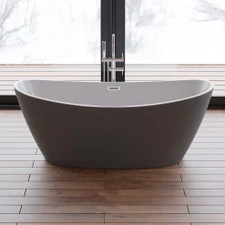 Baignoire îlot ovale NEROON 2.0 Grise L. 170 x l. 80 cm, by SPALINA