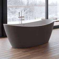 Baignoire îlot ovale NEROON 2.0 Grise L. 170 x l. 80 cm, by SPALINA