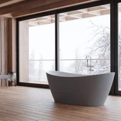 Baignoire îlot ovale NEROON 2.0 Grise L. 170 x l. 80 cm, by SPALINA