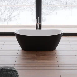 Baignoire îlot ovale Venecia, noir mat, 170x80 cm, by Spalina